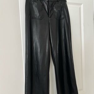Loft Palmer Wide Leg, Black Faux Leather